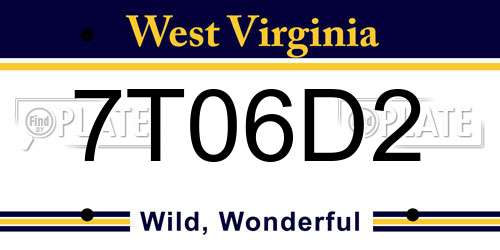 7T06D2 West Virginia License Plate