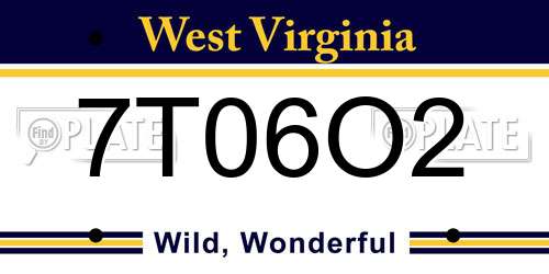7T06O2 West Virginia License Plate
