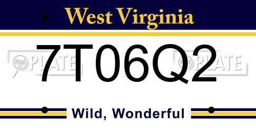 7T06Q2 West Virginia License Plate