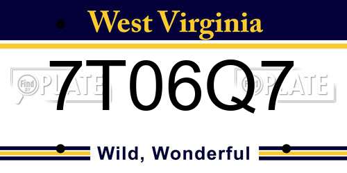 7T06Q7 West Virginia License Plate
