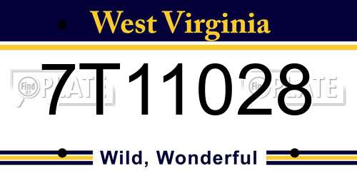 7T11028 West Virginia License Plate