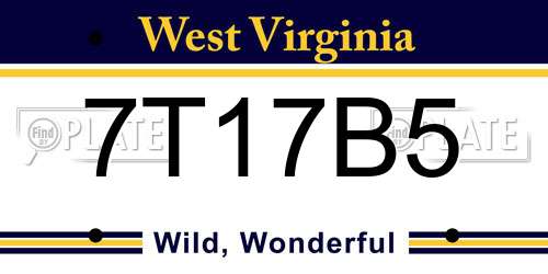 7T17B5 West Virginia License Plate