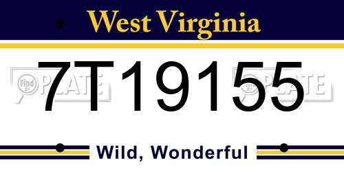 7T19155 West Virginia License Plate