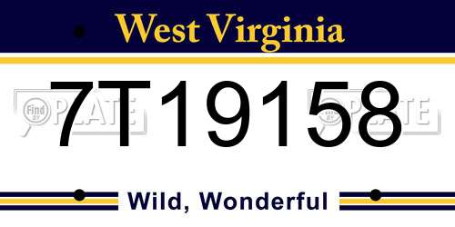 7T19158 West Virginia License Plate