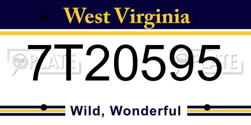 7T20595 West Virginia License Plate