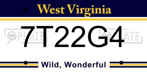 7T22G4 West Virginia License Plate