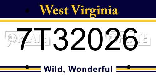 7T32026 West Virginia License Plate
