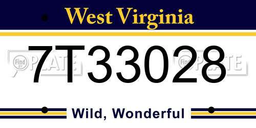 7T33028 West Virginia License Plate