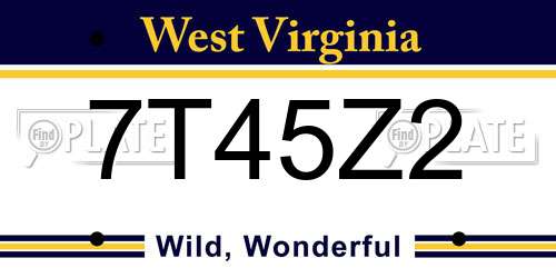 7T45Z2 West Virginia License Plate