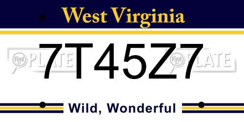 7T45Z7 West Virginia License Plate