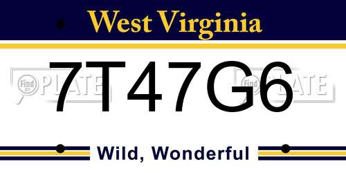 7T47G6 West Virginia License Plate