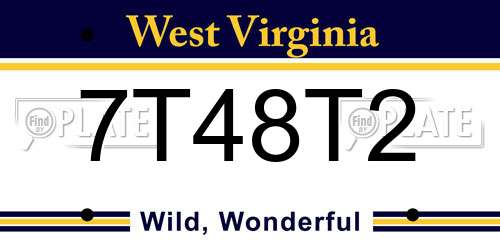 7T48T2 West Virginia License Plate