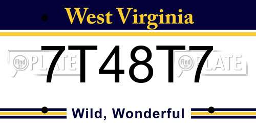 7T48T7 West Virginia License Plate
