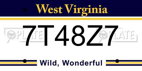 7T48Z7 West Virginia License Plate