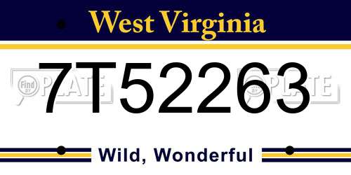 7T52263 West Virginia License Plate