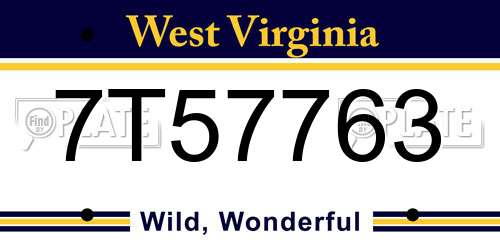 7T57763 West Virginia License Plate