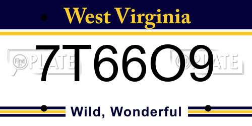 7T66O9 West Virginia License Plate