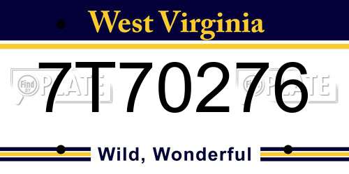 7T70276 West Virginia License Plate