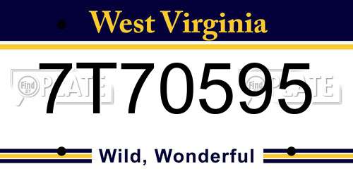 7T70595 West Virginia License Plate