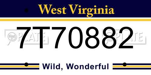 7T70882 West Virginia License Plate