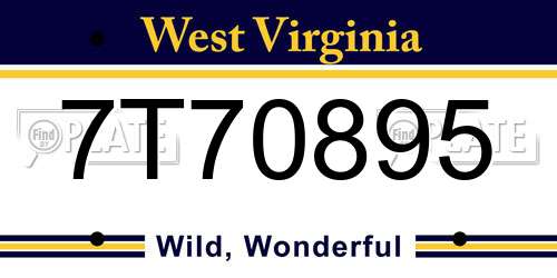 7T70895 West Virginia License Plate