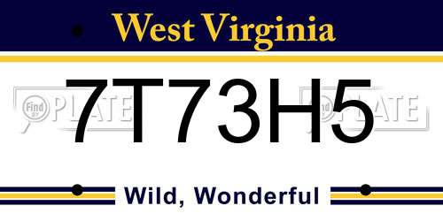 7T73H5 West Virginia License Plate