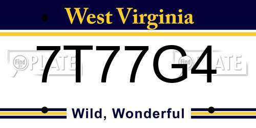 7T77G4 West Virginia License Plate