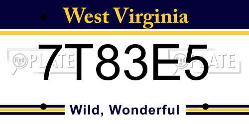 7T83E5 West Virginia License Plate