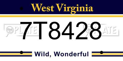 7T8428 West Virginia License Plate