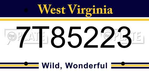 7T85223 West Virginia License Plate