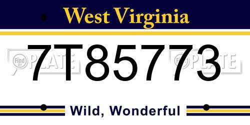 7T85773 West Virginia License Plate