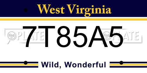 7T85A5 West Virginia License Plate
