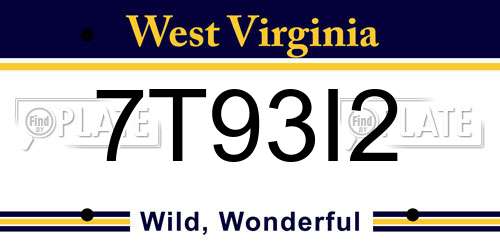 7T93I2 West Virginia License Plate
