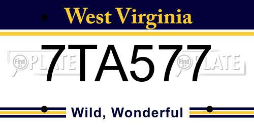 7TA577 West Virginia License Plate