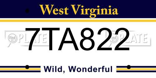 7TA822 West Virginia License Plate