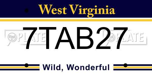 7TAB27 West Virginia License Plate