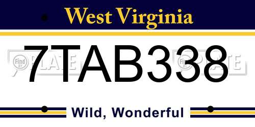 7TAB338 West Virginia License Plate