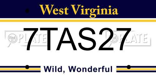 7TAS27 West Virginia License Plate