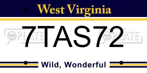 7TAS72 West Virginia License Plate