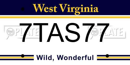 7TAS77 West Virginia License Plate