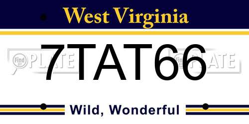 7TAT66 West Virginia License Plate