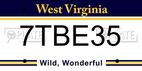7TBE35 West Virginia License Plate
