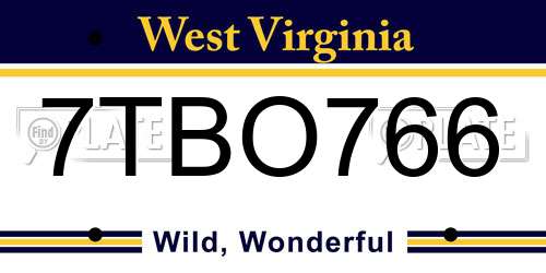 7TBO766 West Virginia License Plate