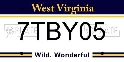 7TBY05 West Virginia License Plate