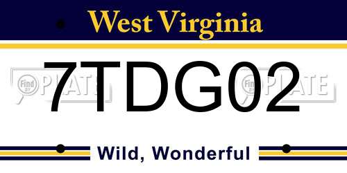 7TDG02 West Virginia License Plate