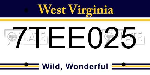 7TEE025 West Virginia License Plate
