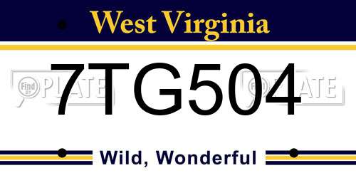 7TG504 West Virginia License Plate