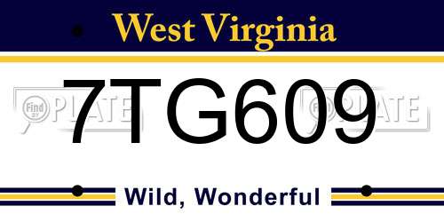 7TG609 West Virginia License Plate
