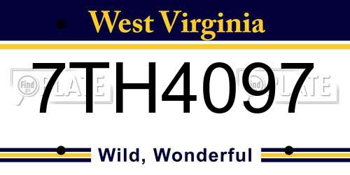 7TH4097 West Virginia License Plate