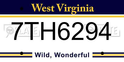 7TH6294 West Virginia License Plate